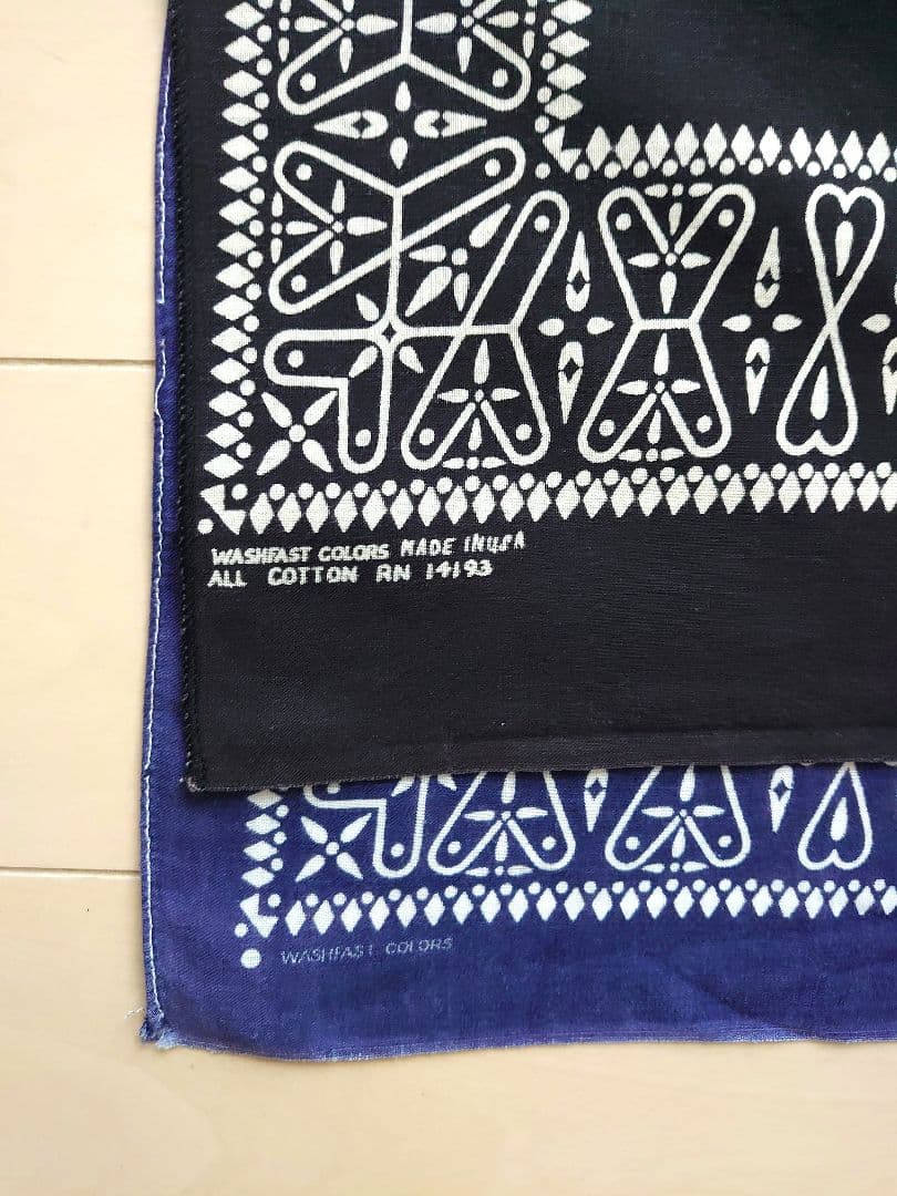ヴィンテージ バンダナ クロス ブラック ネイビー セット