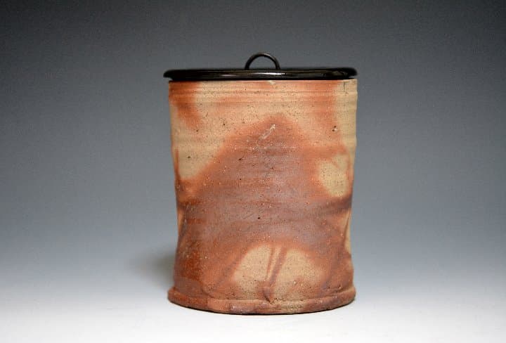 江戸時代 古備前 火襷 水指 塗蓋 備前焼 茶道具 茶道具 水指 水差し 備前焼き 火襷 藤原健作 共蓋 備前焼 : 茶道具