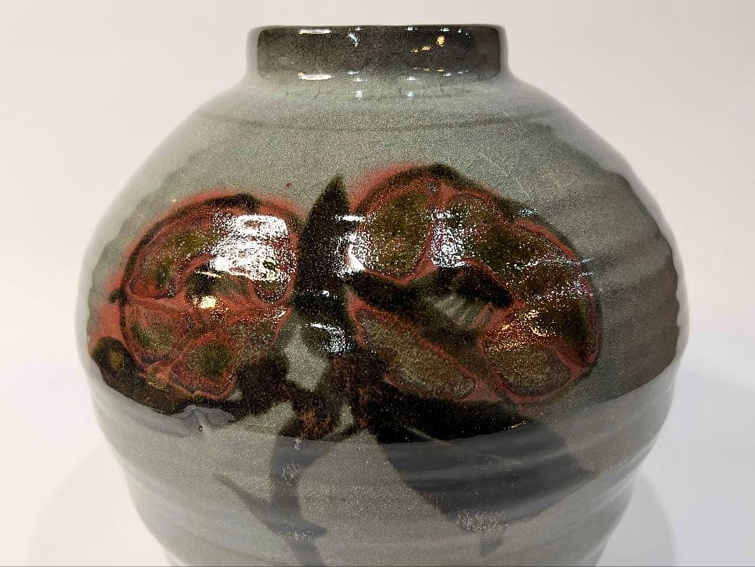 田村耕一 青磁釉 椿壺 人間国宝