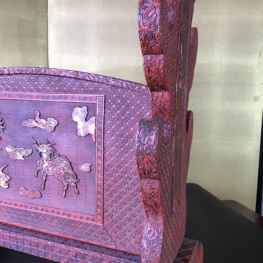 美術館級　極細堆朱　七本掛　刀掛　江戸期桐箱付　江戸期保証　希少　　　　Z3