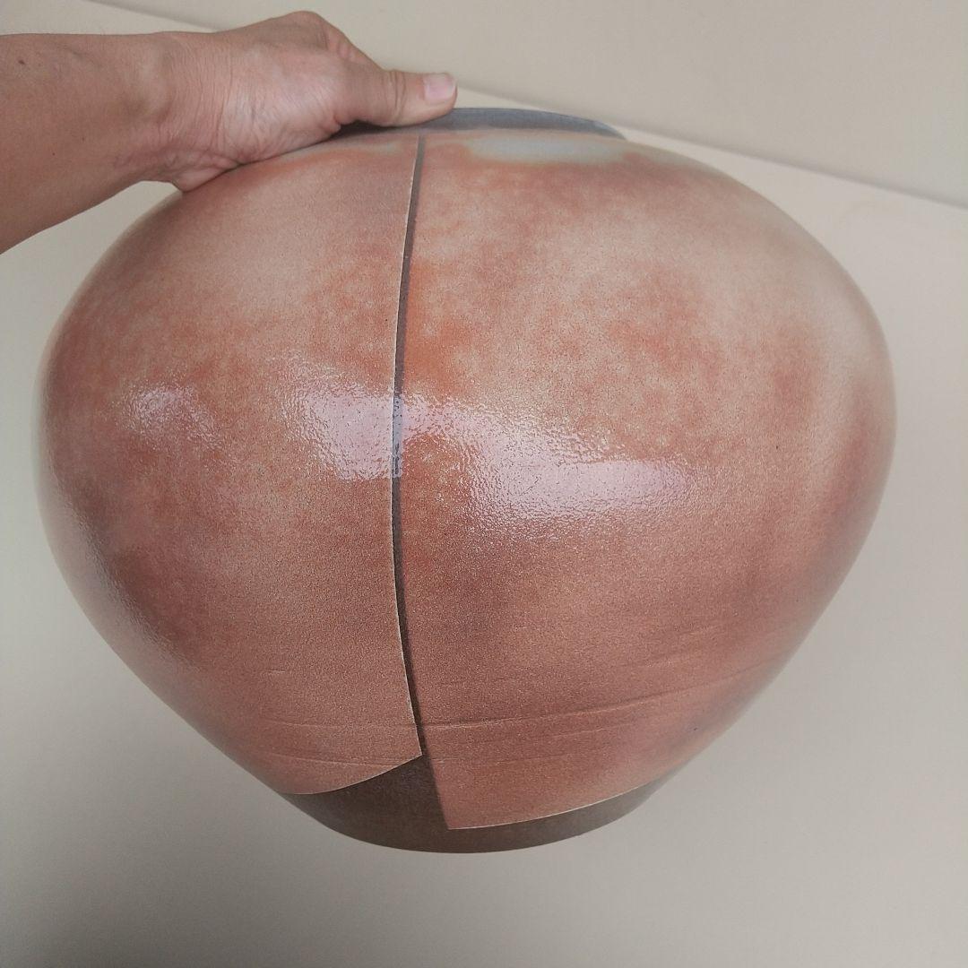 萩焼 浦 裕 彩色壺 長期保管品 高さ約33.5センチ 萩焼