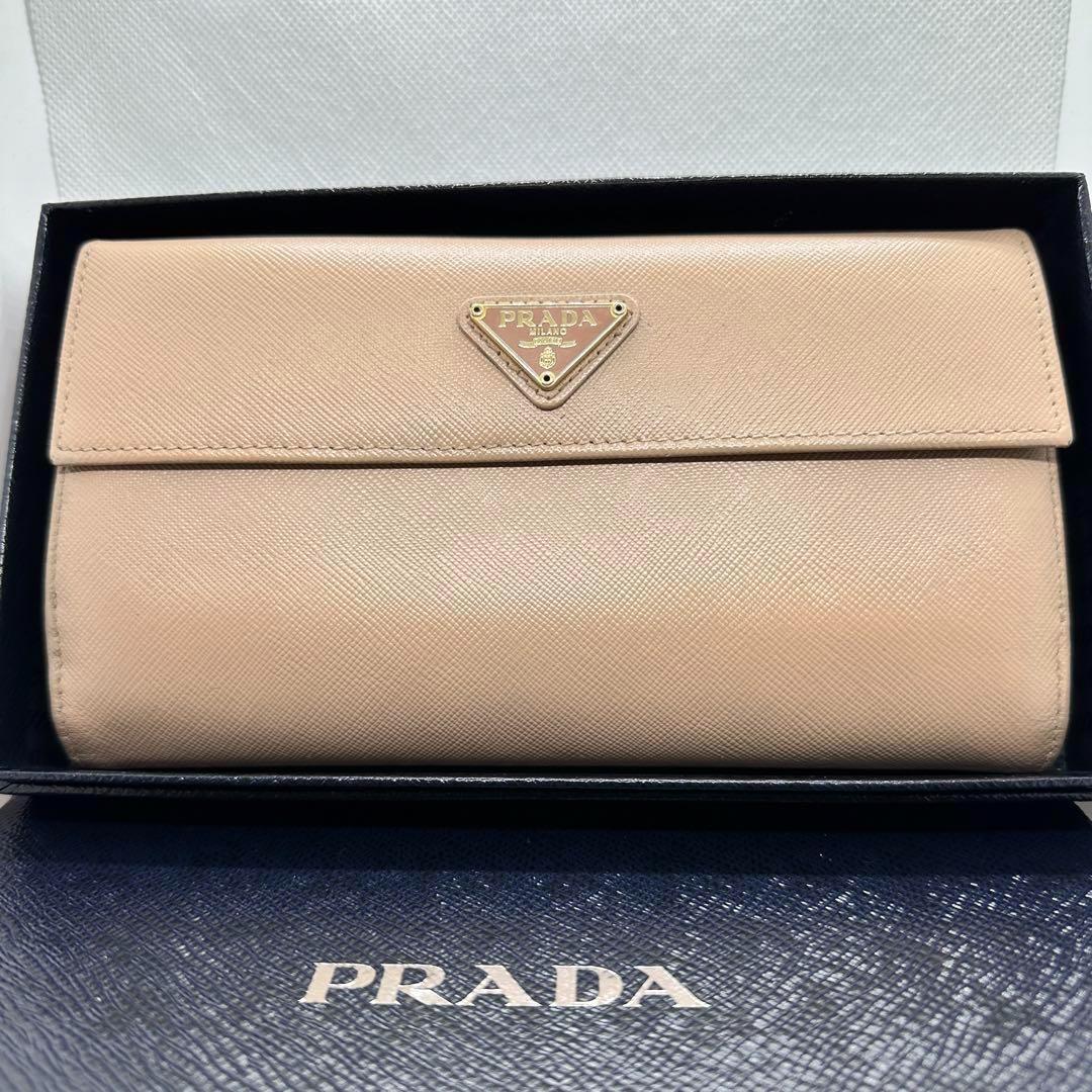 ✨希少 美品 多収納✨プラダ サフィアーノ Wホック 三角プレート 長