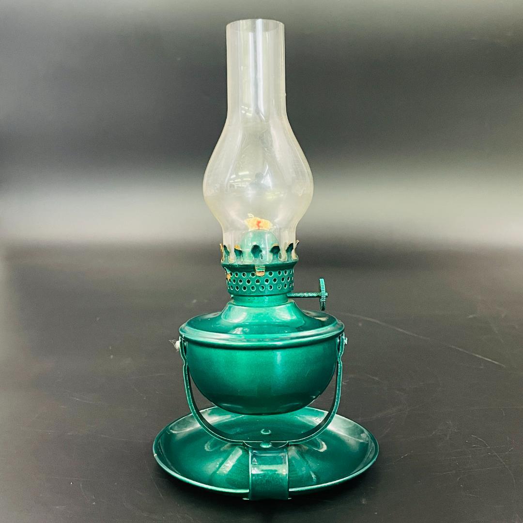 アンティーク オイルランプ 金属製 ガラスホヤ レトロ ビンテージ