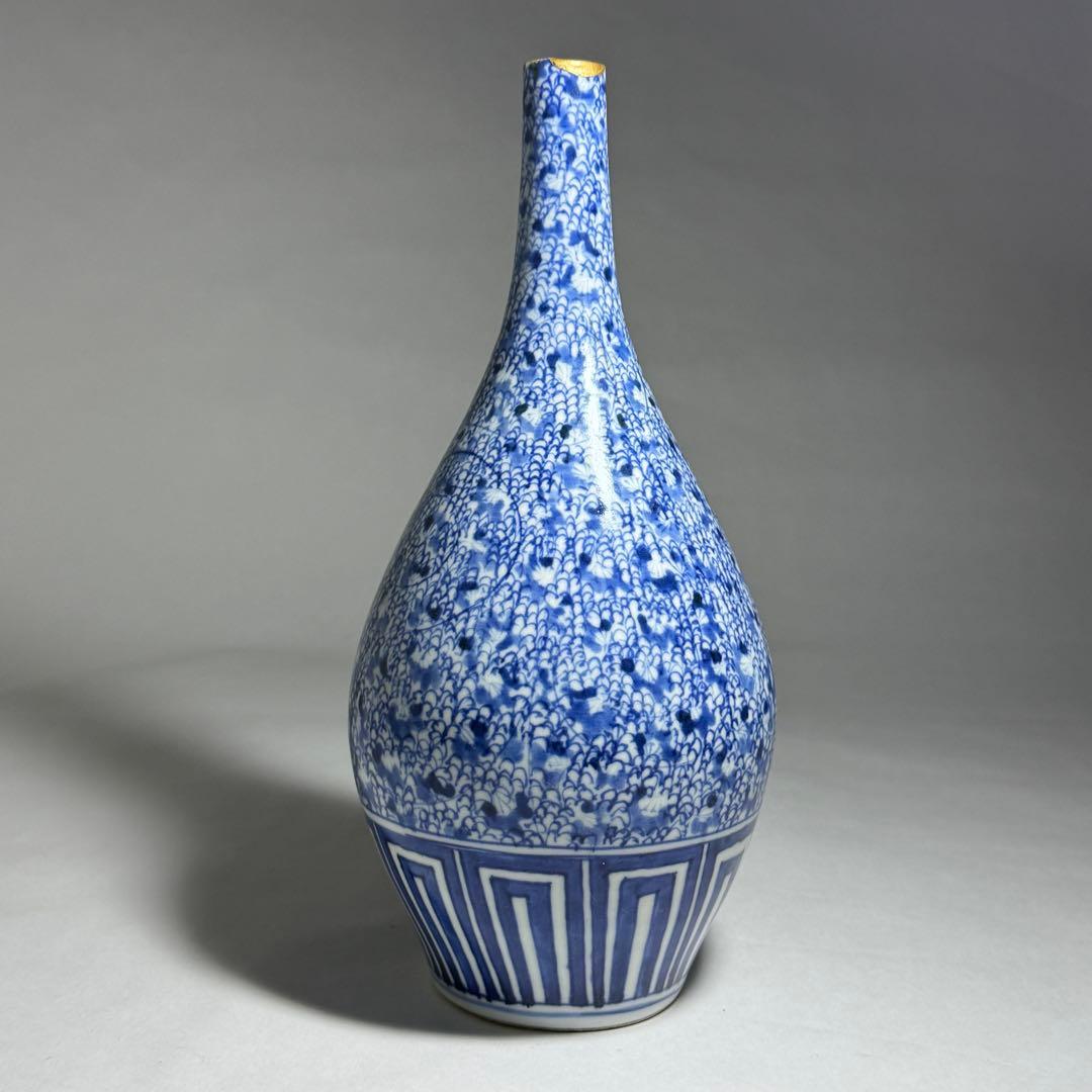 ◇古伊万里 染付微塵唐草文徳利 一輪挿し 花瓶 江戸時代中期〜後期 金