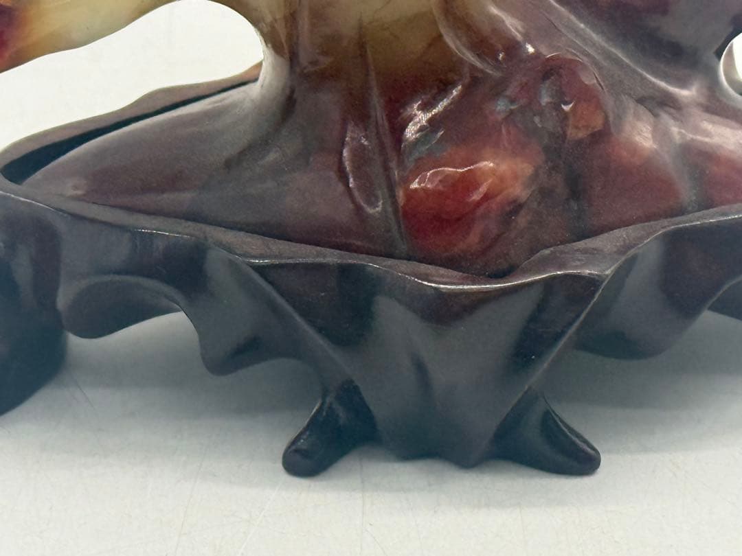 中国 玉製 鳥 台付 置物 送料込み260107