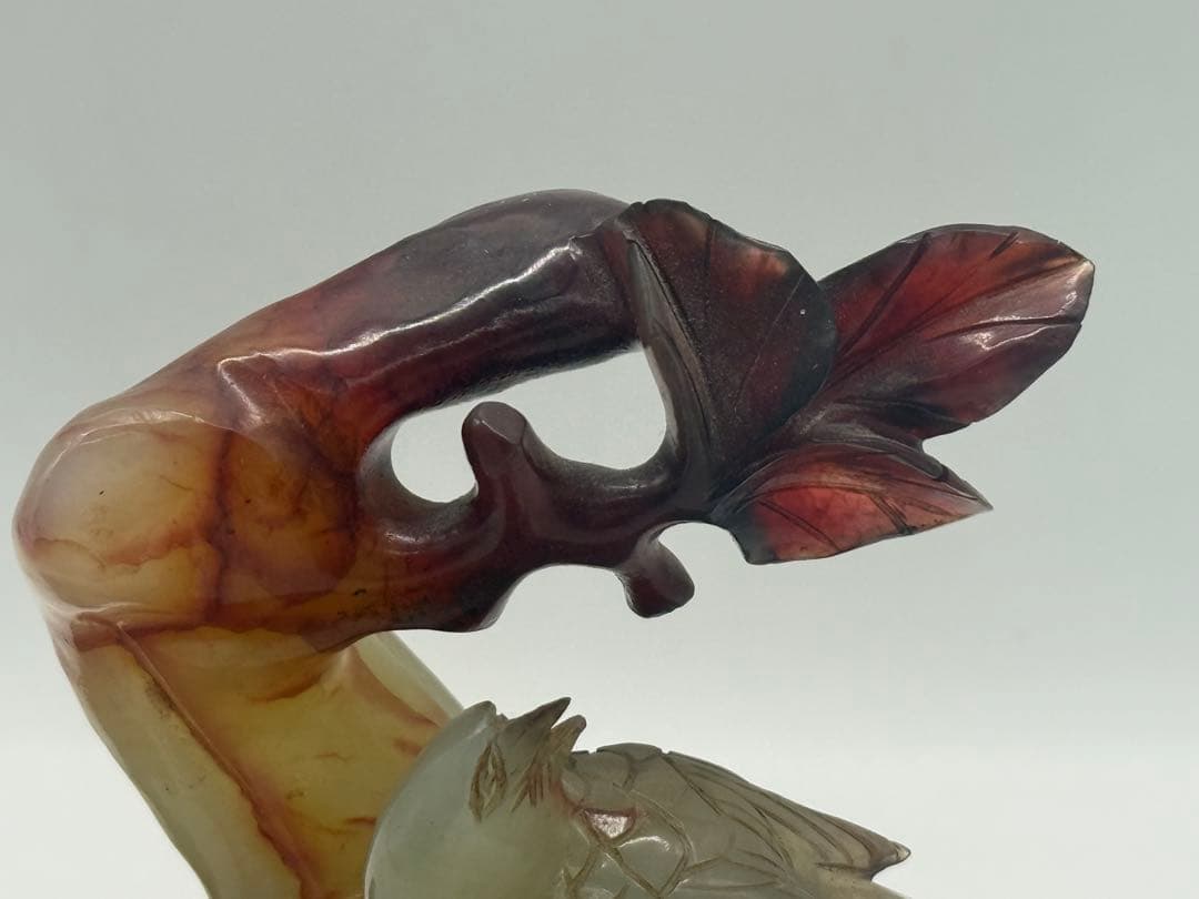 中国 玉製 鳥 台付 置物 送料込み260107