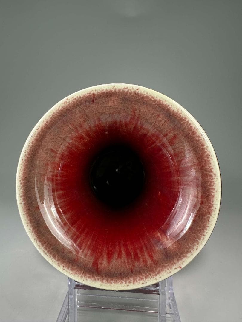 中国美術　中国景徳鎮製 　在銘　辰砂大花瓶　紅釉賞瓶　花入花器　華道具　時代物