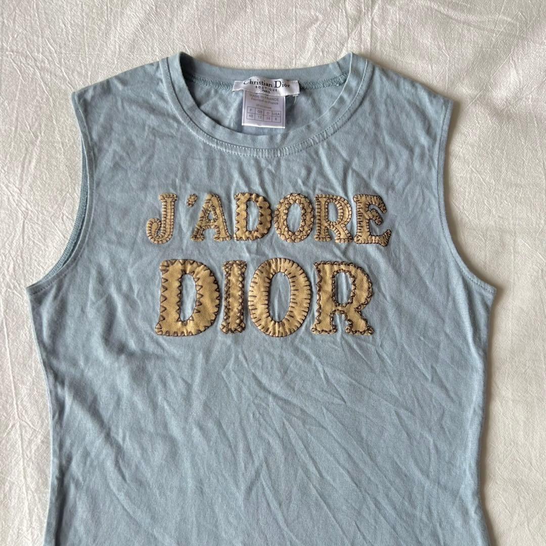 Christian Dior タンクトップ ガリアーノ期 ライトブルー 刺繍