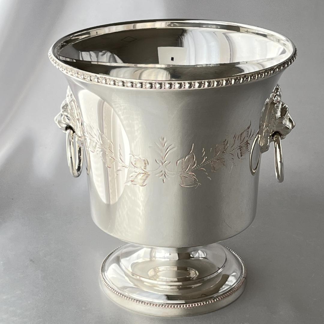 【英国】ライオンのアイスペール / トング【シルバープレート】