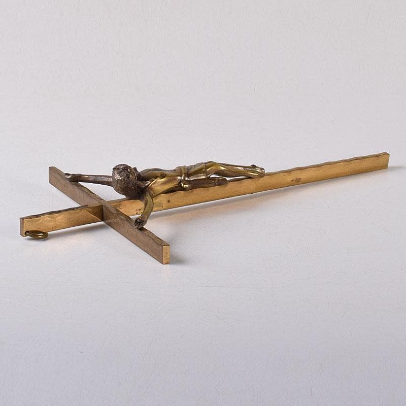 西ドイツ　銅製　キリスト磔刑像　クロス　十字架　C　7763