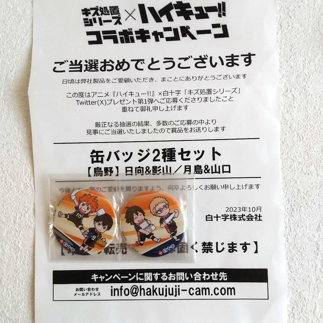 ショップ ハイキュー 白十字缶バッジ キズ処置シリーズコラボ 当選品