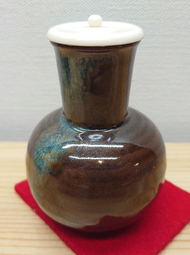 送料込【逢絢亭】茶道具 茶入 京焼 鶴首茶入 蓋付 仕覆付