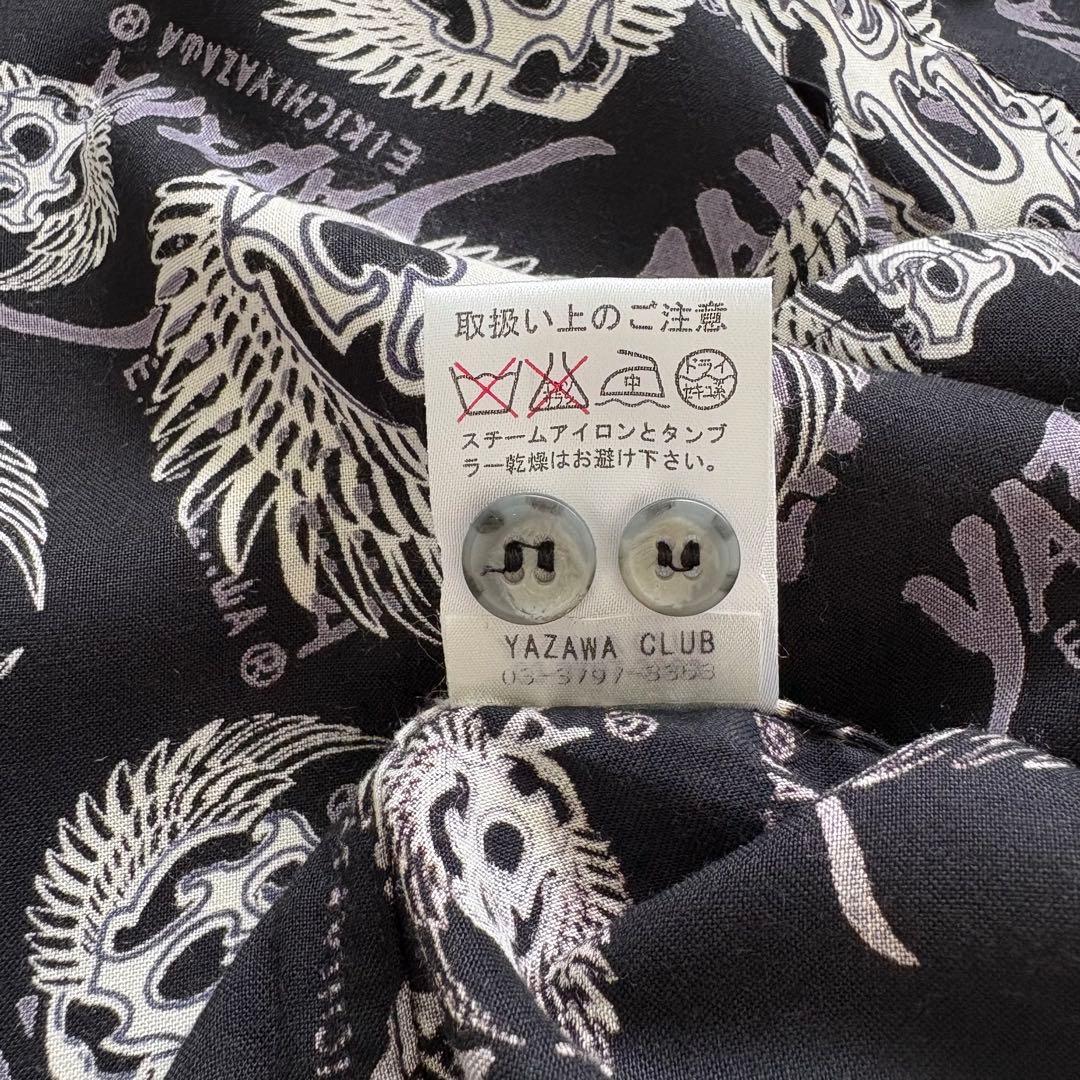 E.YAZAWA】 矢沢永吉 アロハシャツ オープンカラー レーヨン ブラック