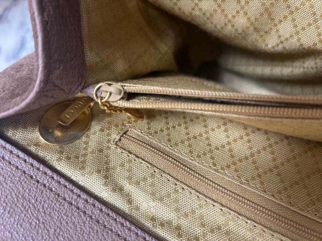 GUCCI　バンブーハンドルモスグリーン スエード レザートートバッグ