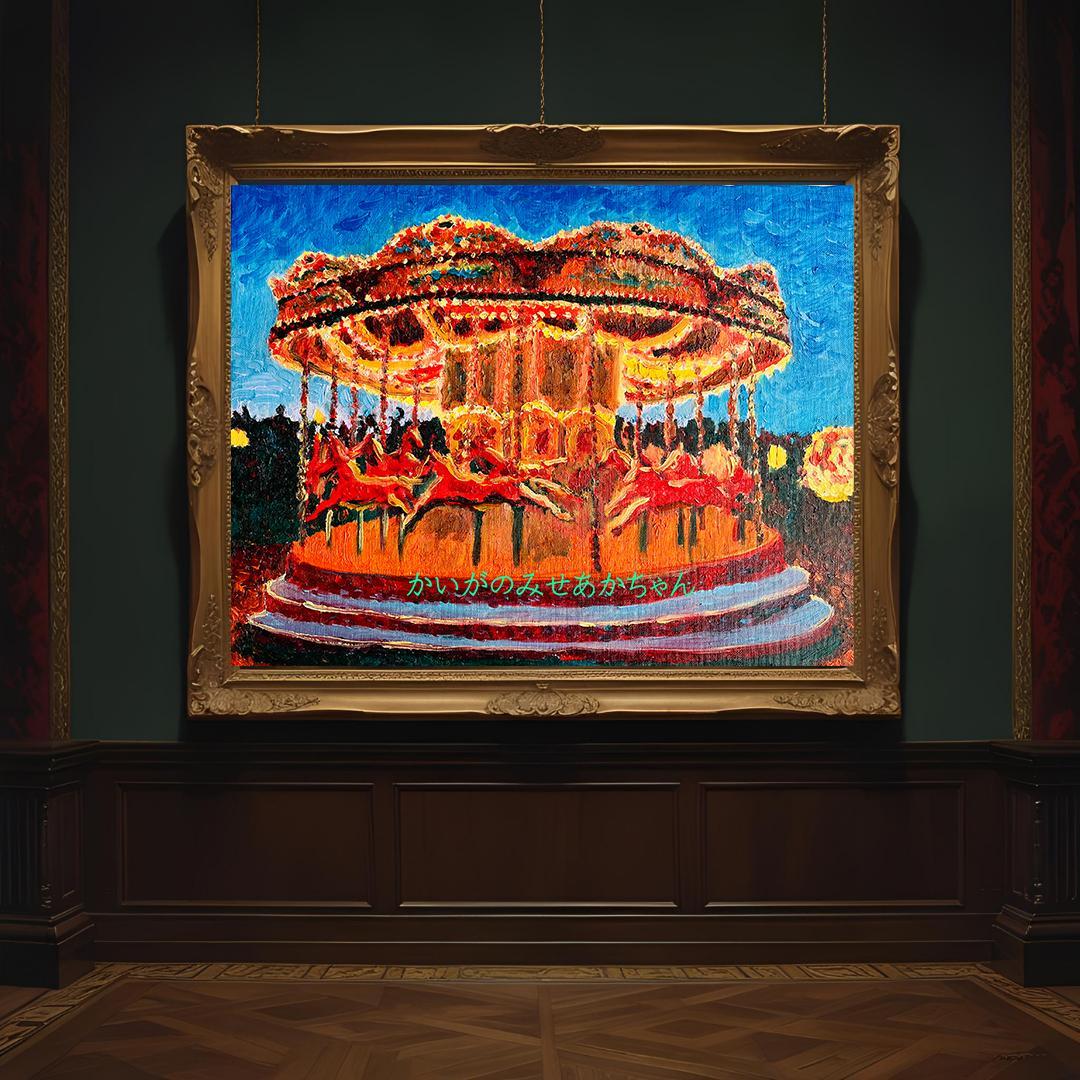 32×41㎝「夜のメリーゴーランド３」原画・油彩画・F6