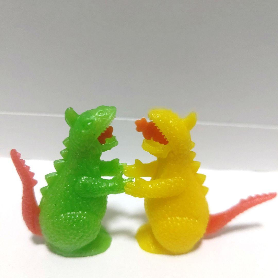 グリコ おまけ ゴジラ 火吹き 二体(黄-緑)昭和レトロ ヴィンテージ 希少品