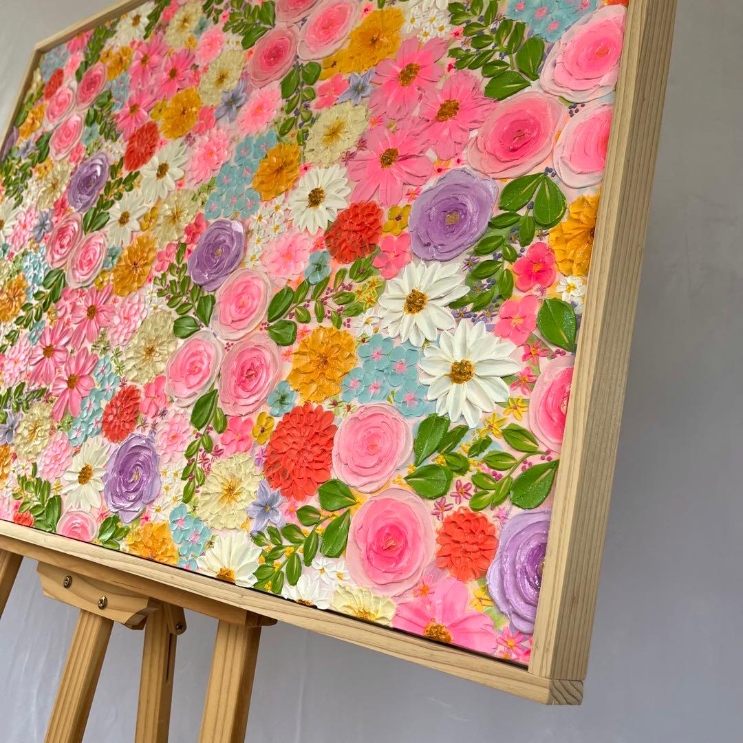 ハッピーネモフィラ畑 2019年 アクリルガッシュ 小楠アキコ作品