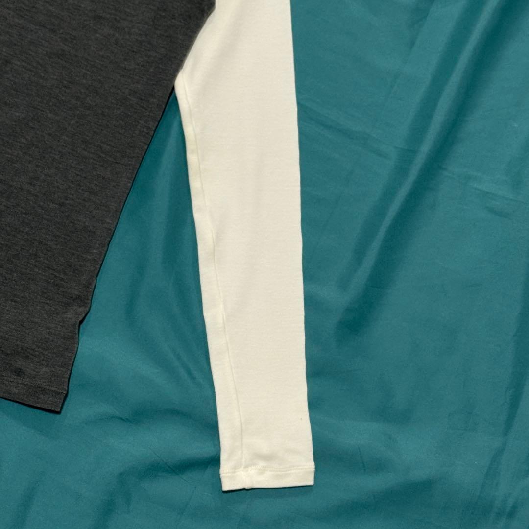 ひろひろさん専用マークアンドロナ　タートルネック長袖シャツ　グレー／ホワイト