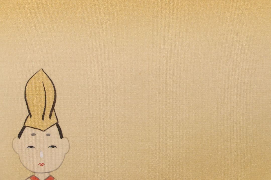 【模写】宮永春水「御雛」絹本 掛軸 日本画 金彩 彩色 共箱 桃節句 M754