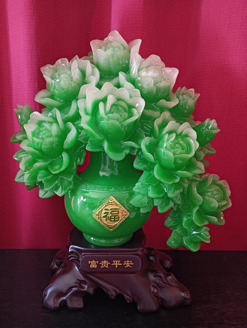おすすめ！中国工芸品 牡丹の花置物 風水アイテム お 福