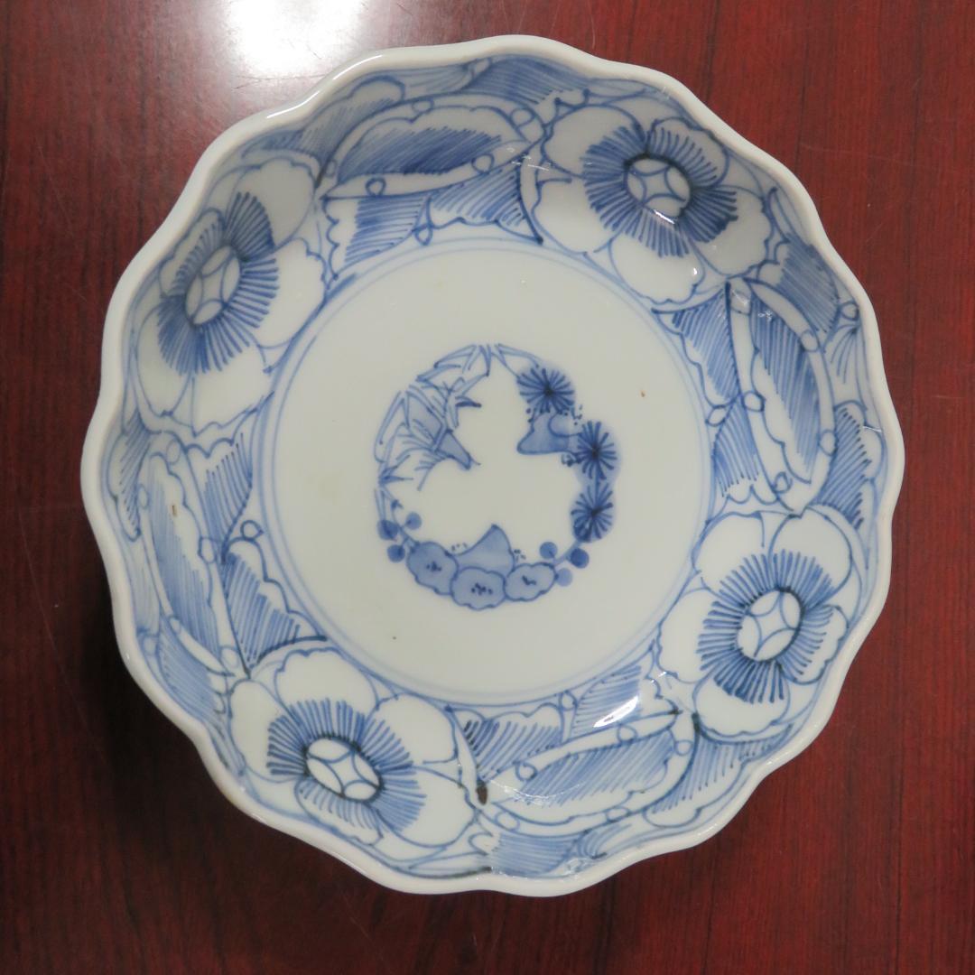 なます皿 染付 4枚 松竹梅 花 銘 窯傷 江戸 - メルカリ