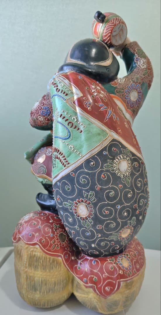 九谷焼 大黒天 置物 七福神 古美術品 金彩 骨董品 アンティーク 縁起物