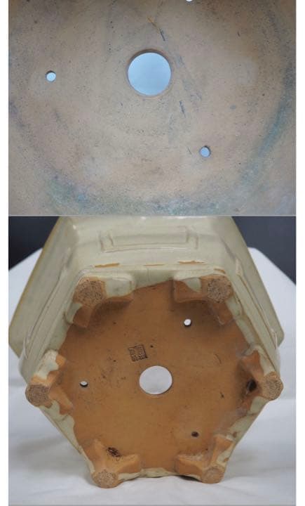 送料無料 民国宜興白泥/段泥大花鉢 『銭建英造』款 幅31.5cm中国古玩