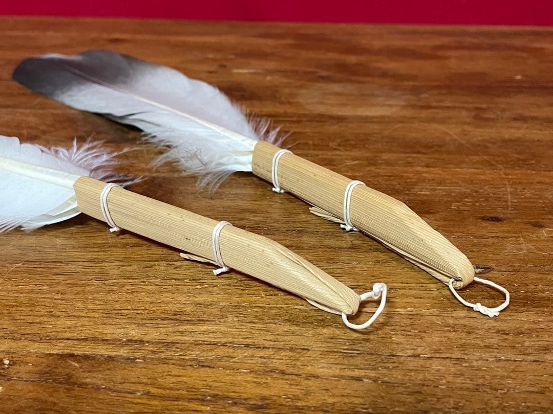 飛来一閑 鶴箒一双 裏千家十五代 鵬雲斎 書付共箱 外紙箱