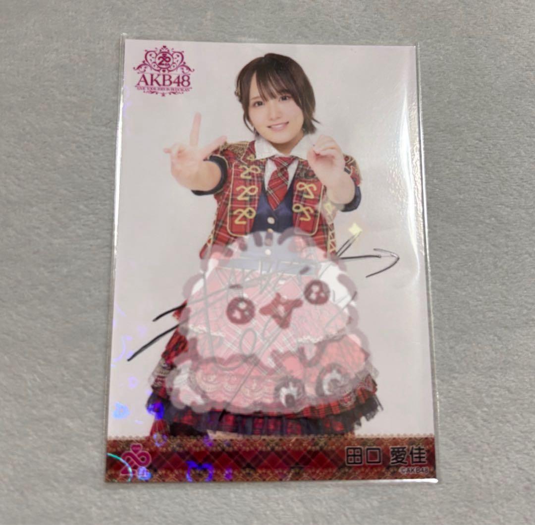 【直筆サイン入り】AKB48 田口愛佳 赤チェック衣装 生写真