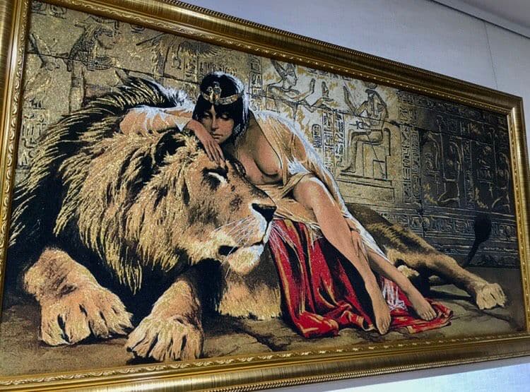ゴブラン絵画【クレオパトラ&ライオン】 L108514412 - 絵画