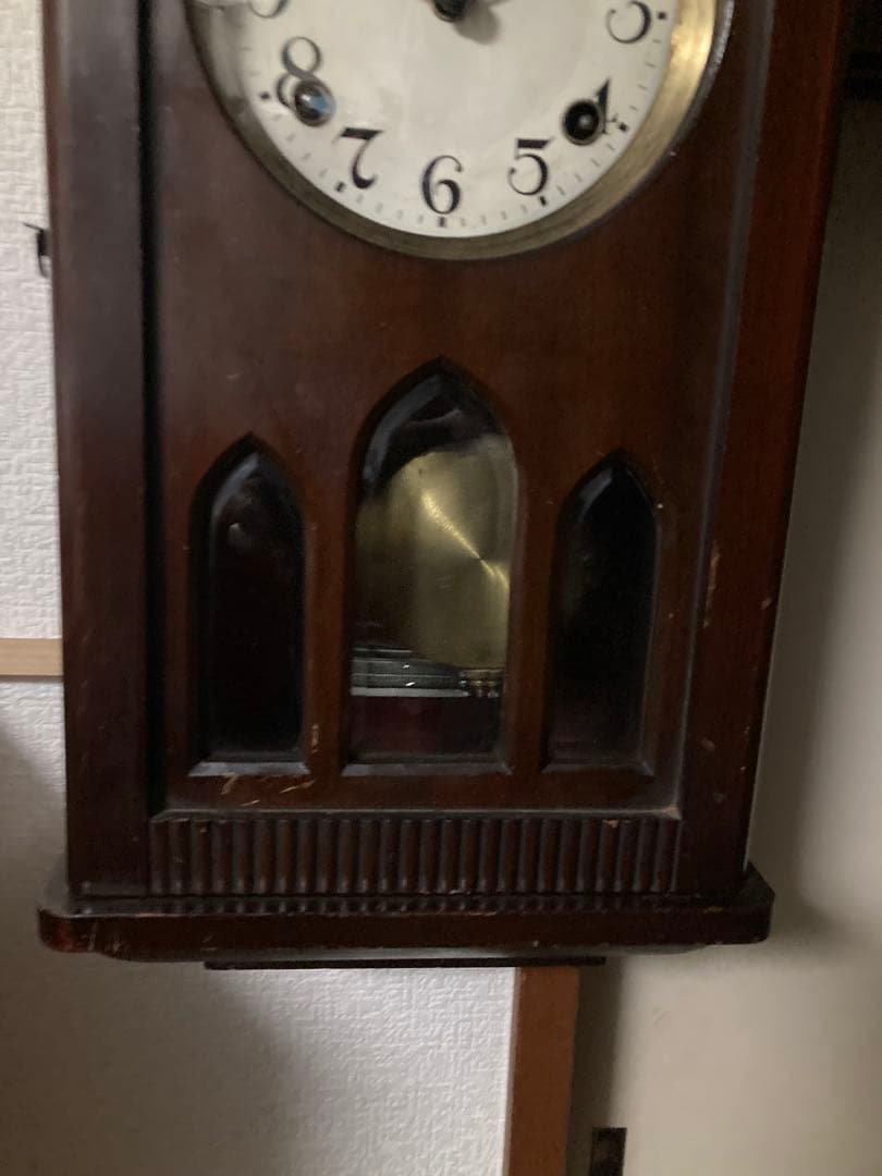 ☆連休限定価格　希少三工舎 アンティーク宮型数打ち式 8日巻 振り子時計 稼動中