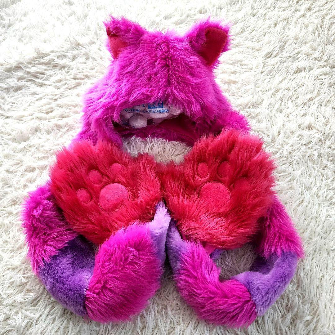 ディズニー チェシャ猫 ファンキャップ マフラー 手袋付き 帽子 被り物