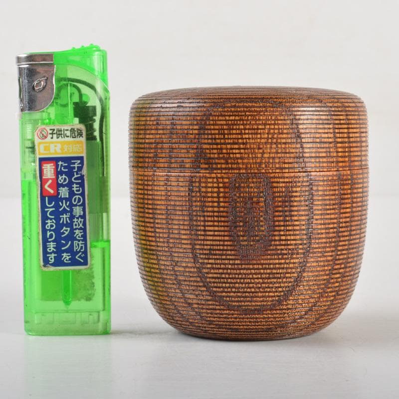 茶道具　天然木　網目　棗　仕覆・時代箱付　V　6339