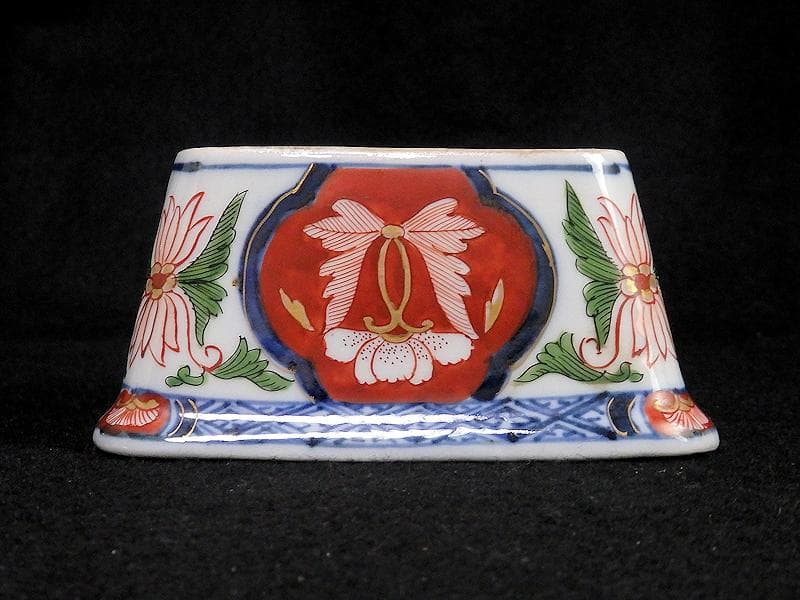 古伊万里　金襴手　欄干に芭蕉葉の図　四方角向付　A105AS-BQi