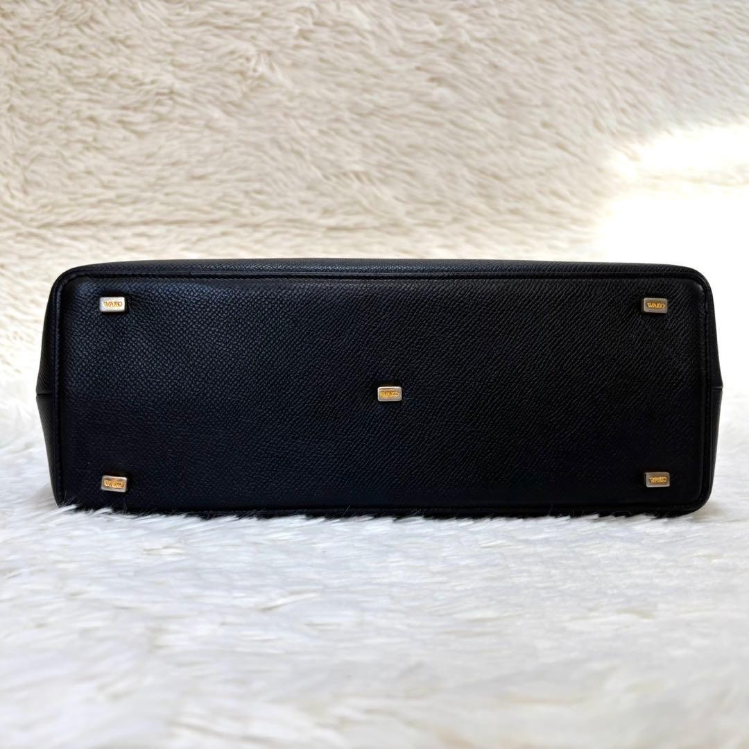 【極美品】WAKO 銀座和光 サフィアーノレザー ゴールド金具　ハンドバッグ　黒