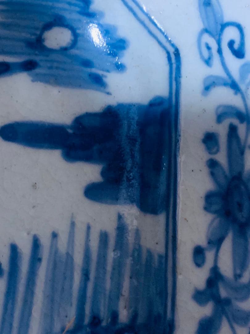 中国明時代晩期四方染付大皿