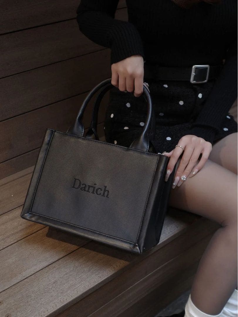 Darich ロゴショルダーレザーミニトートバッグ ブラック