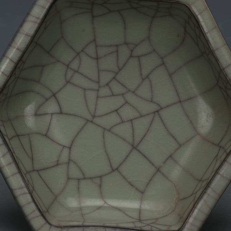 宋官窯六角筆洗 書道具 文房具 現代工芸品 美術品 置物