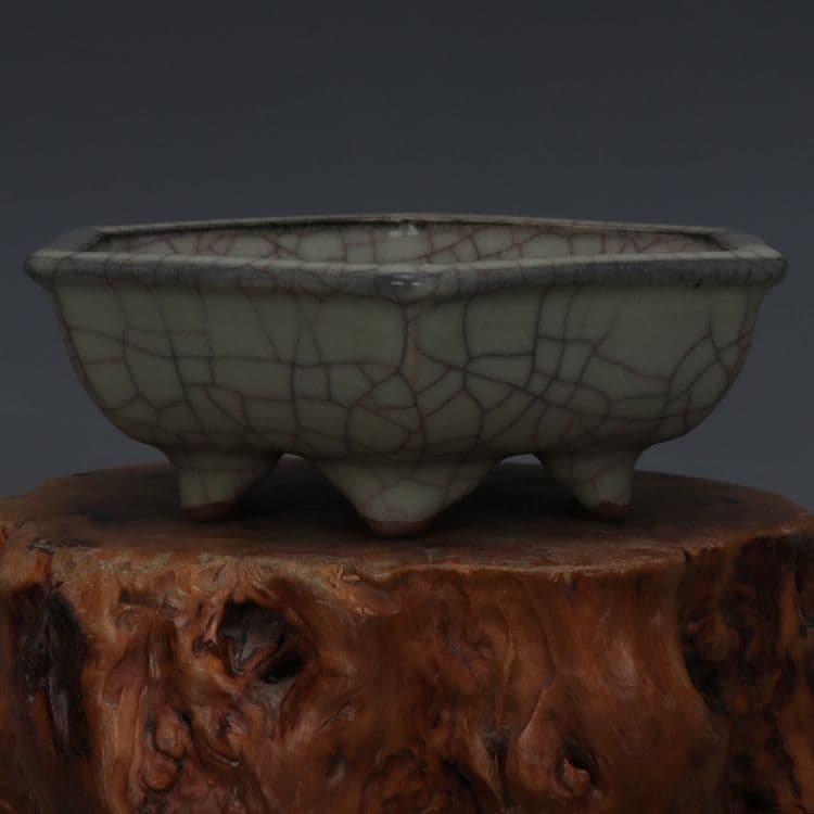 宋官窯六角筆洗 書道具 文房具 現代工芸品 美術品 置物