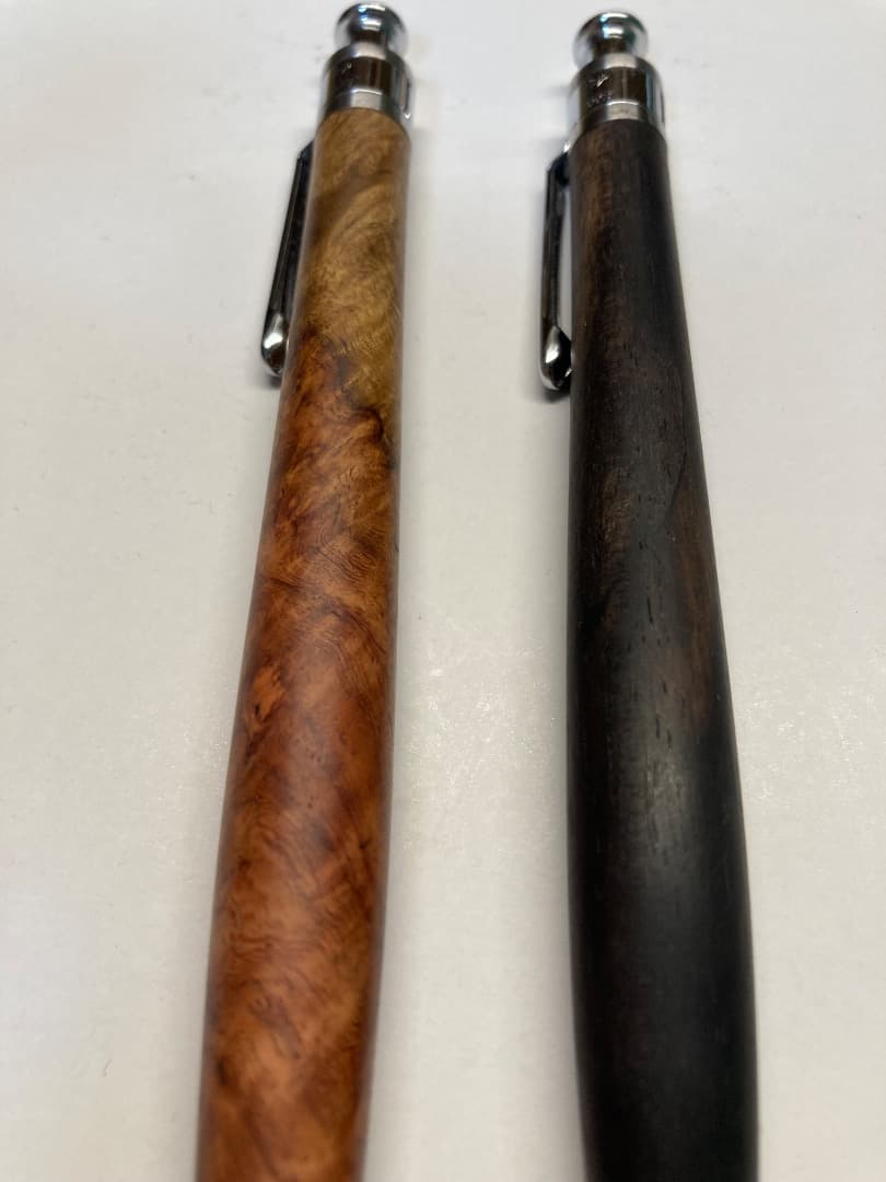 野原工芸 斑紋純銀色金具 黒柿孔雀木 芯ホルダー ｜ちょ火 野原工芸