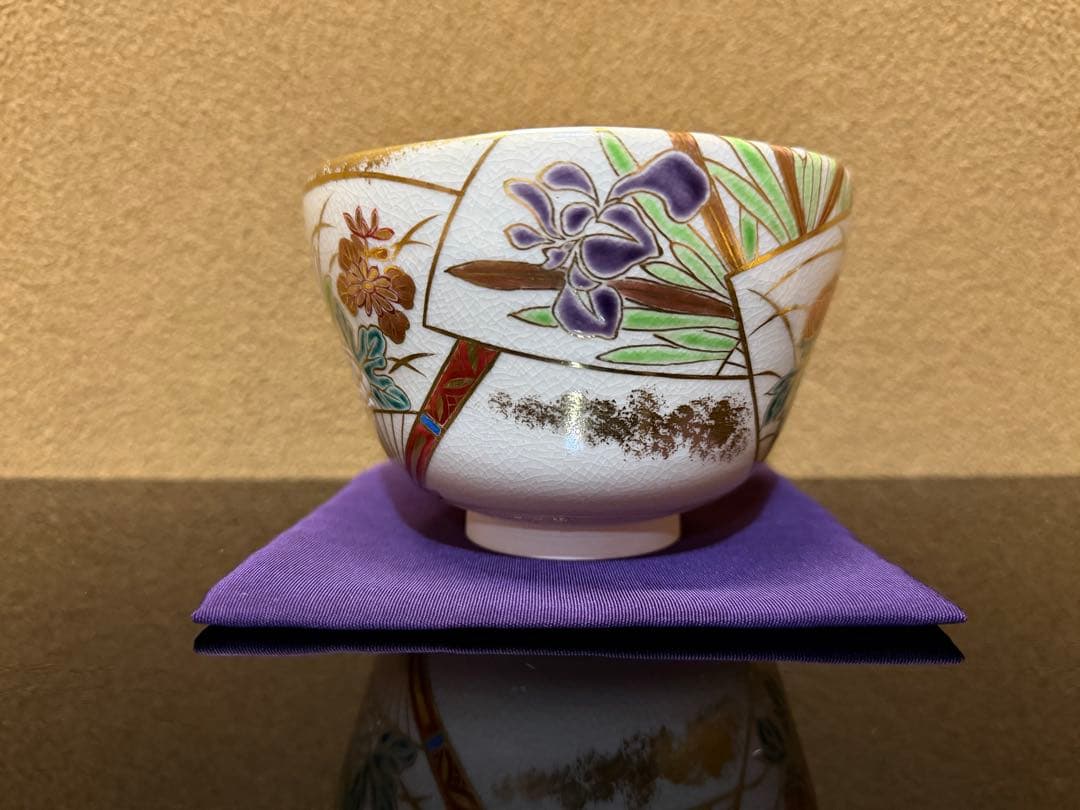 京焼 東山造 扇面茶碗 堀内宗完 書付