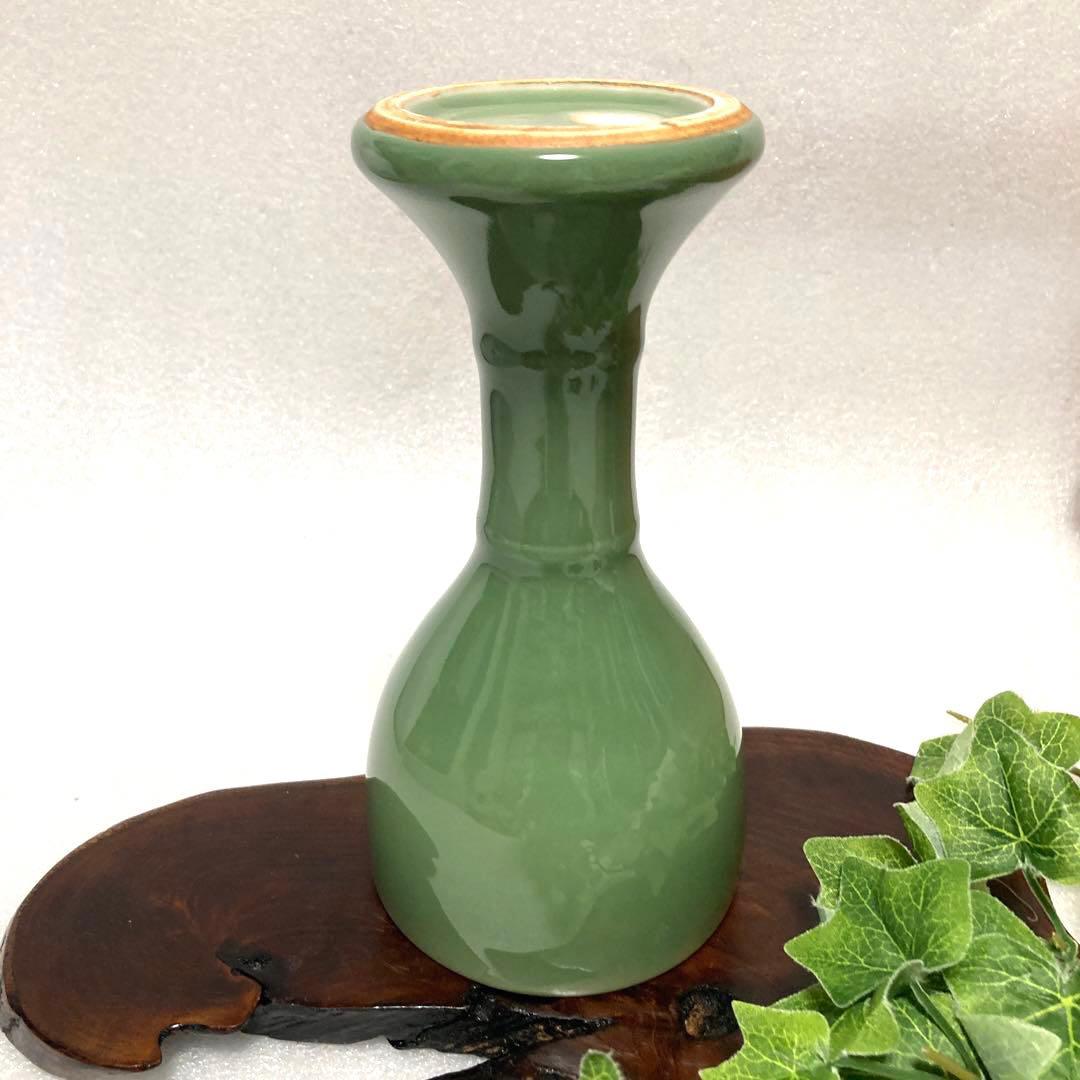 新品 骨董品 京焼 清水焼 平安 加藤渓山 加藤実 天龍寺青瓷花瓶 時代物