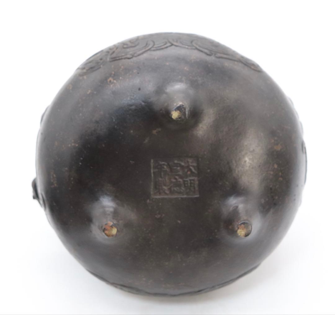 中国　清時代　銅製香炉　龍　大明宣徳年製銘　送料込み250517