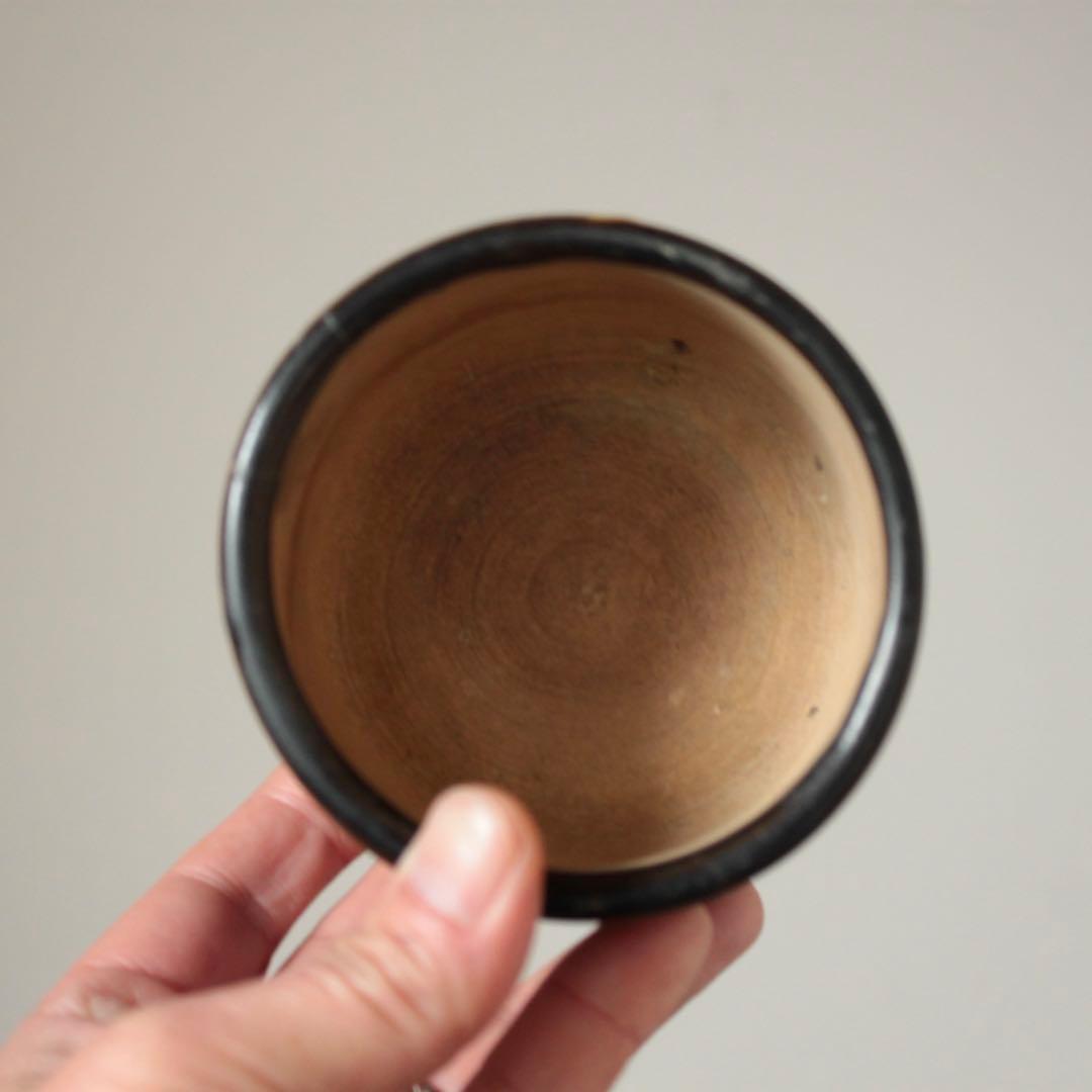 壺屋 褐釉 火入 筒茶碗 古美術 古道具 アンティーク 壺屋焼 会津本郷焼