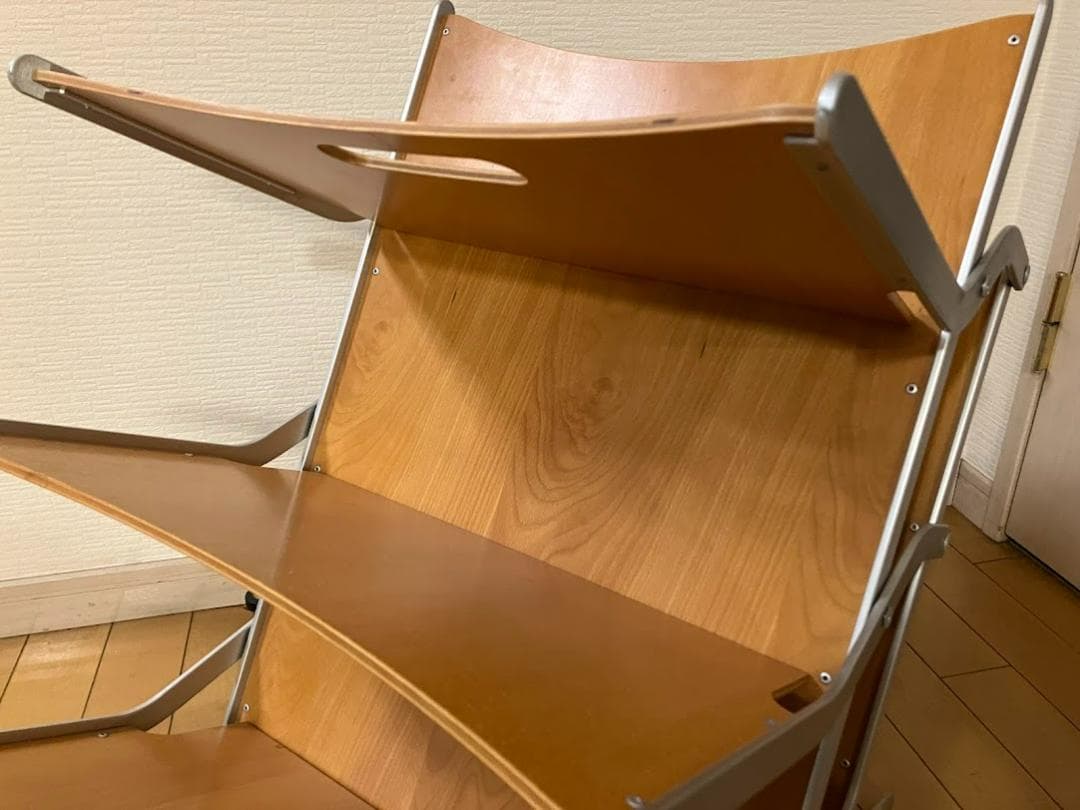 イタリア製 YCAMI イカミ 折りたたみ式 マガジンラック アルミ+木材