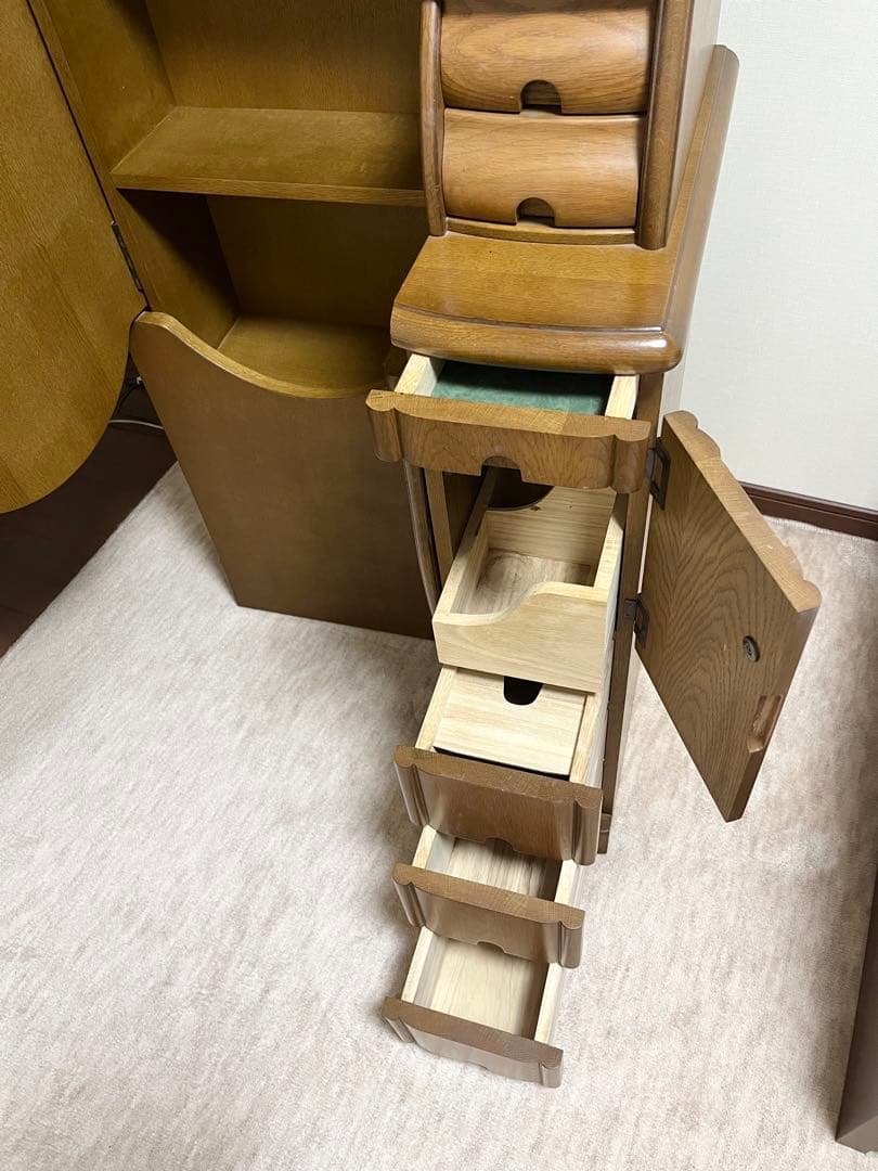 1月8日出品終了】ドレッサー 鏡台 姿見 化粧台 ナラ材