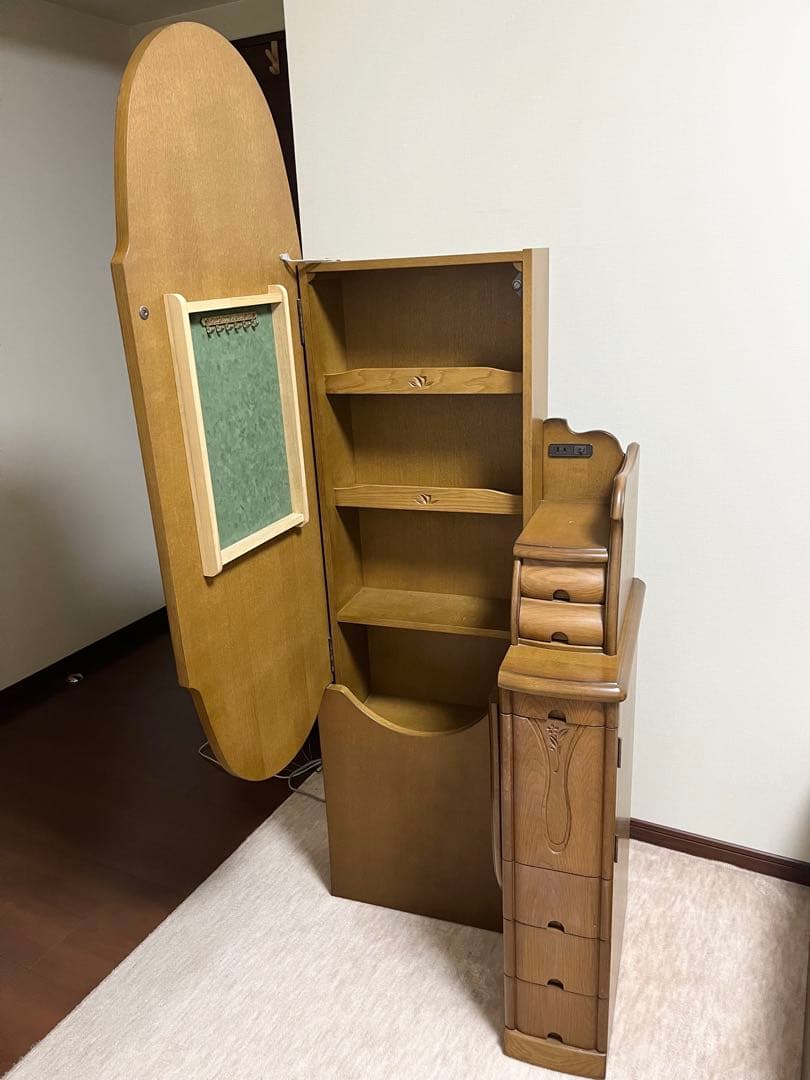 1月8日出品終了】ドレッサー 鏡台 姿見 化粧台 ナラ材