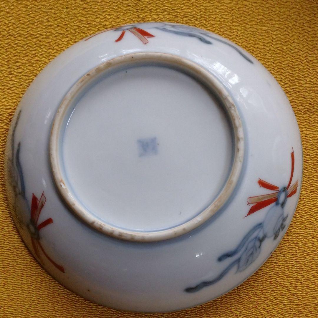 骨董・金彩縁起柄色絵 銘々皿 五客揃い