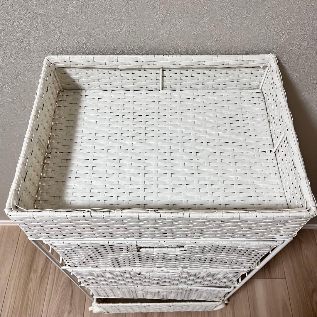 ラタン風 サニタリー ランドリーチェスト/ホワイト