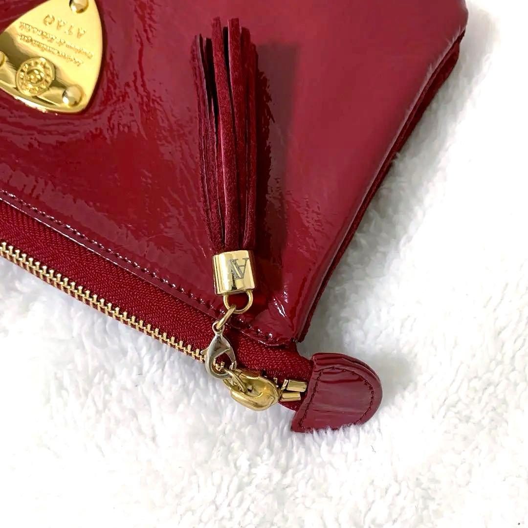 ATAO ブーブー お財布ポシェット ショルダーバッグ エナメル レッド 金